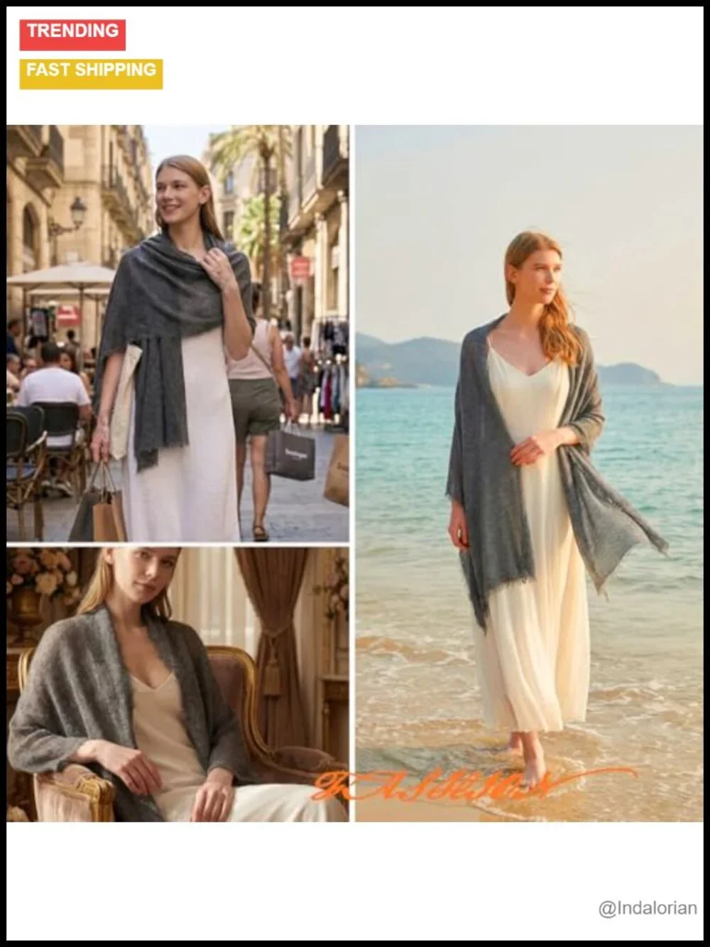 100% Cashmere Wrap Pashmina Shawl for Women Evening Dress Lightweight Travel